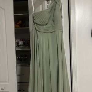 Azazie Charlize - Dusty Sage A-Line One Shoulder Chiffon Dress